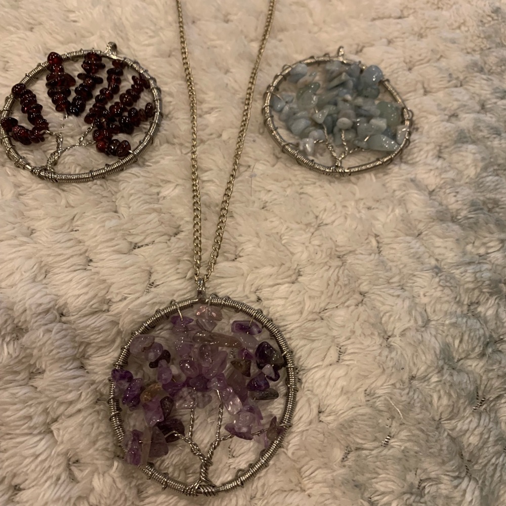 Crystal tree necklace pendants.